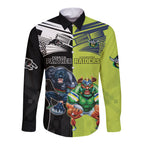 Custom Raiders and Panthers Long Sleeve Button Shirt Together Sporty Style