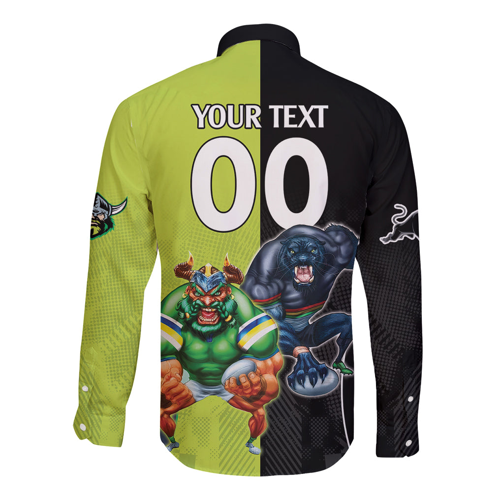 Custom Raiders and Panthers Long Sleeve Button Shirt Together Sporty Style