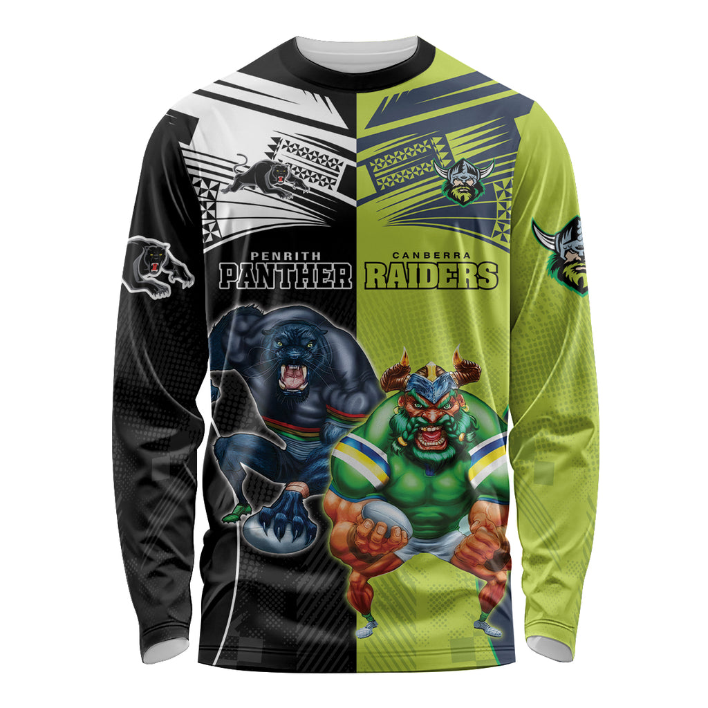 Custom Raiders and Panthers Long Sleeve Shirt Together Sporty Style