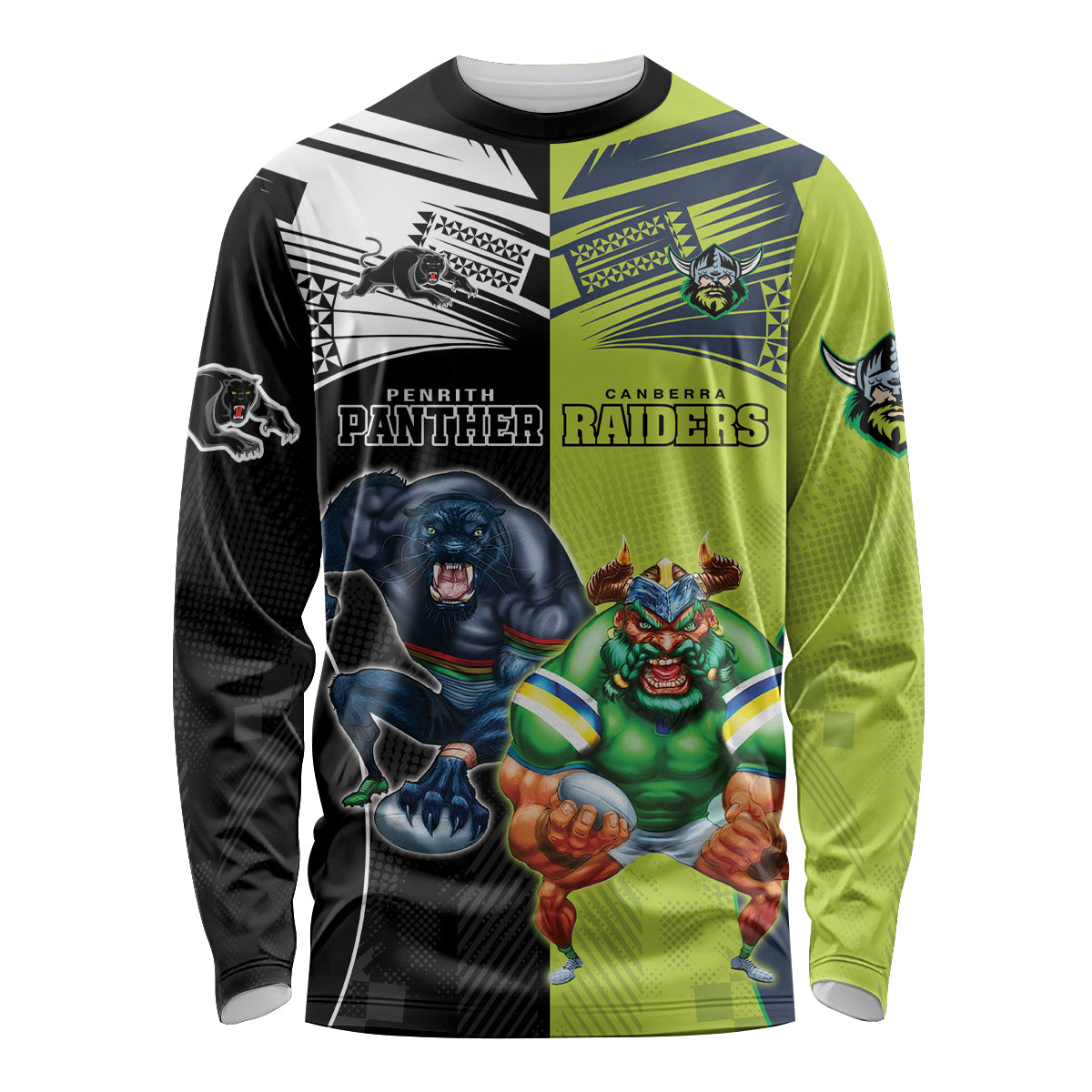 Custom Raiders and Panthers Long Sleeve Shirt Together Sporty Style
