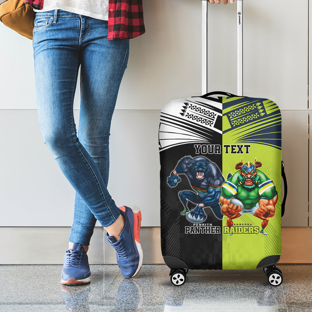 Custom Raiders and Panthers Luggage Cover Together Sporty Style