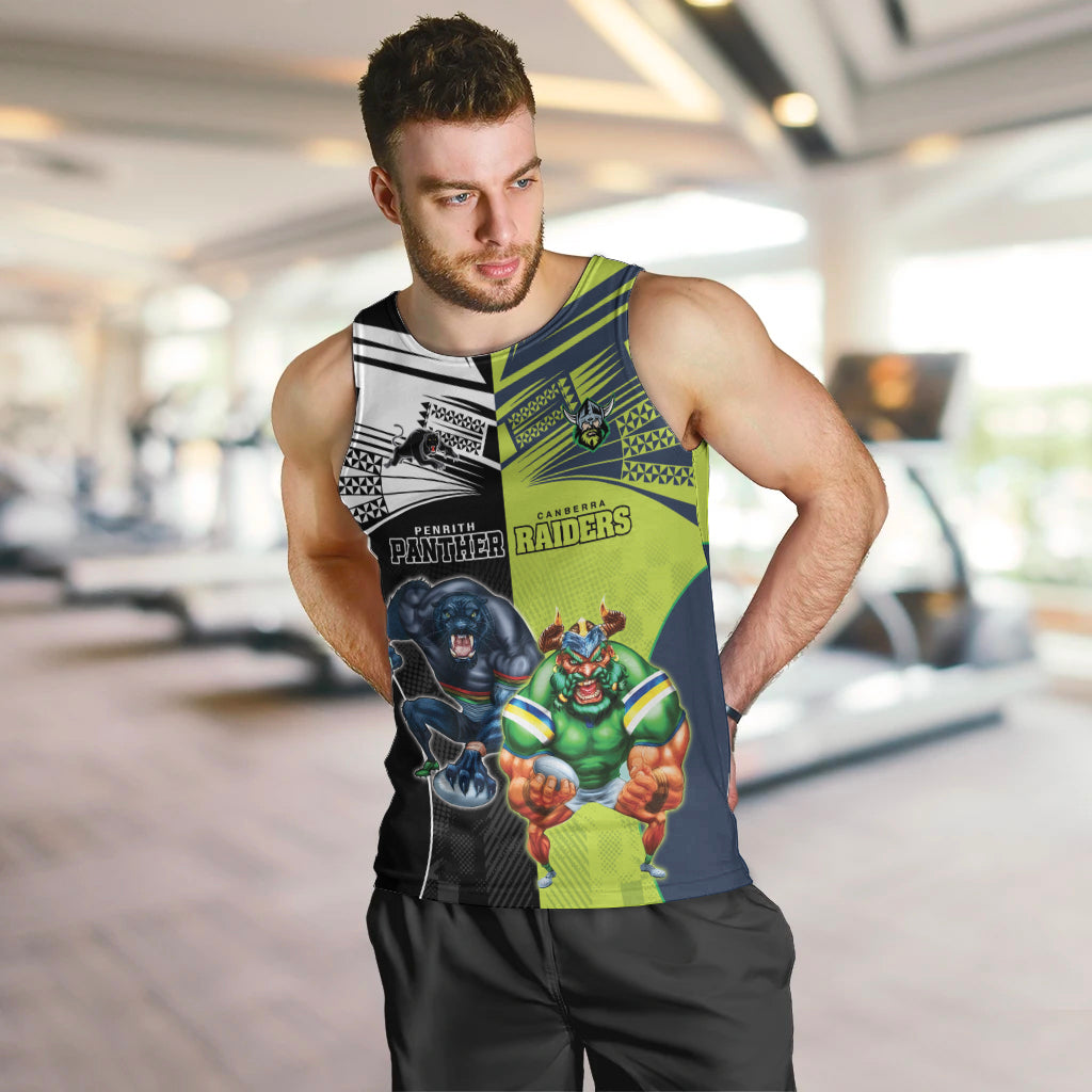 Custom Raiders and Panthers Men Tank Top Together Sporty Style
