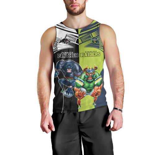 Custom Raiders and Panthers Men Tank Top Together Sporty Style