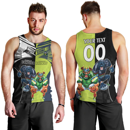 Custom Raiders and Panthers Men Tank Top Together Sporty Style