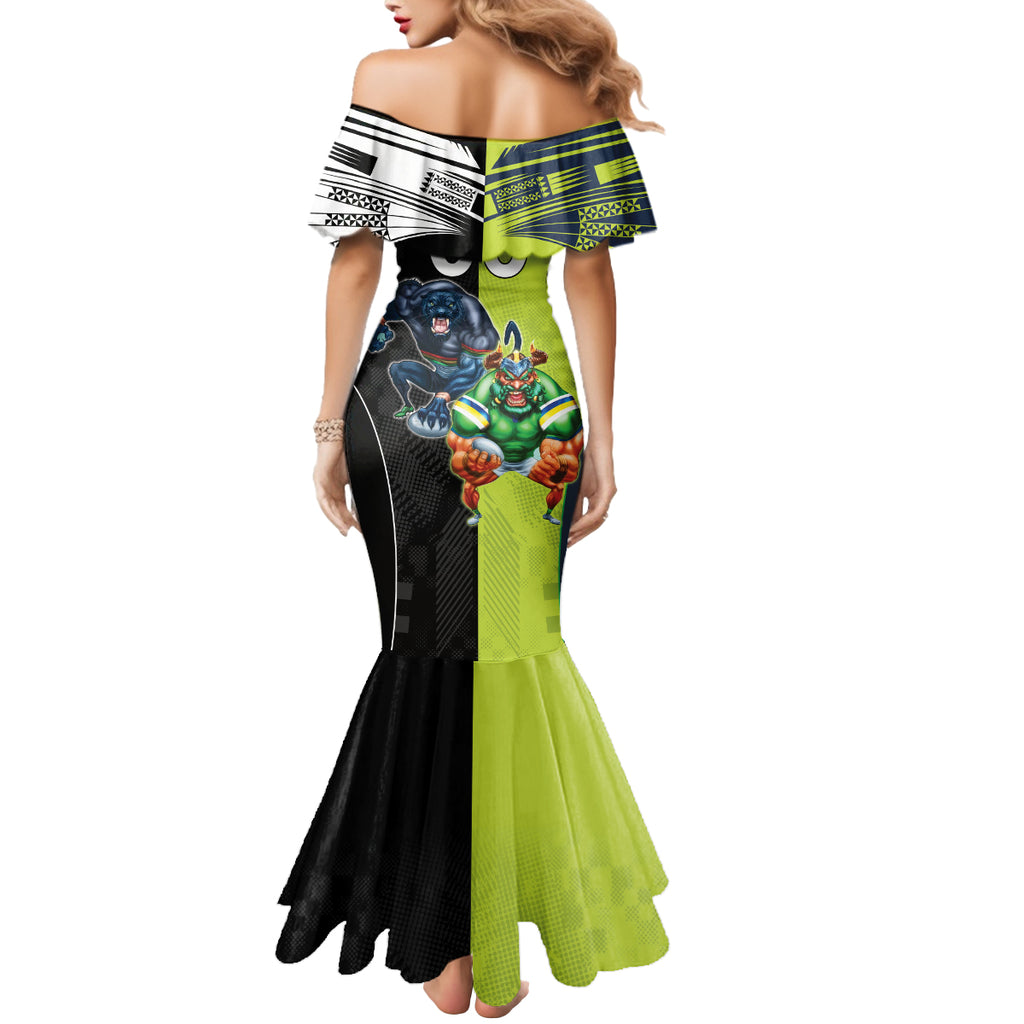 Custom Raiders and Panthers Mermaid Dress Together Sporty Style