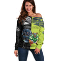 Custom Raiders and Panthers Off Shoulder Sweater Together Sporty Style