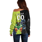 Custom Raiders and Panthers Off Shoulder Sweater Together Sporty Style