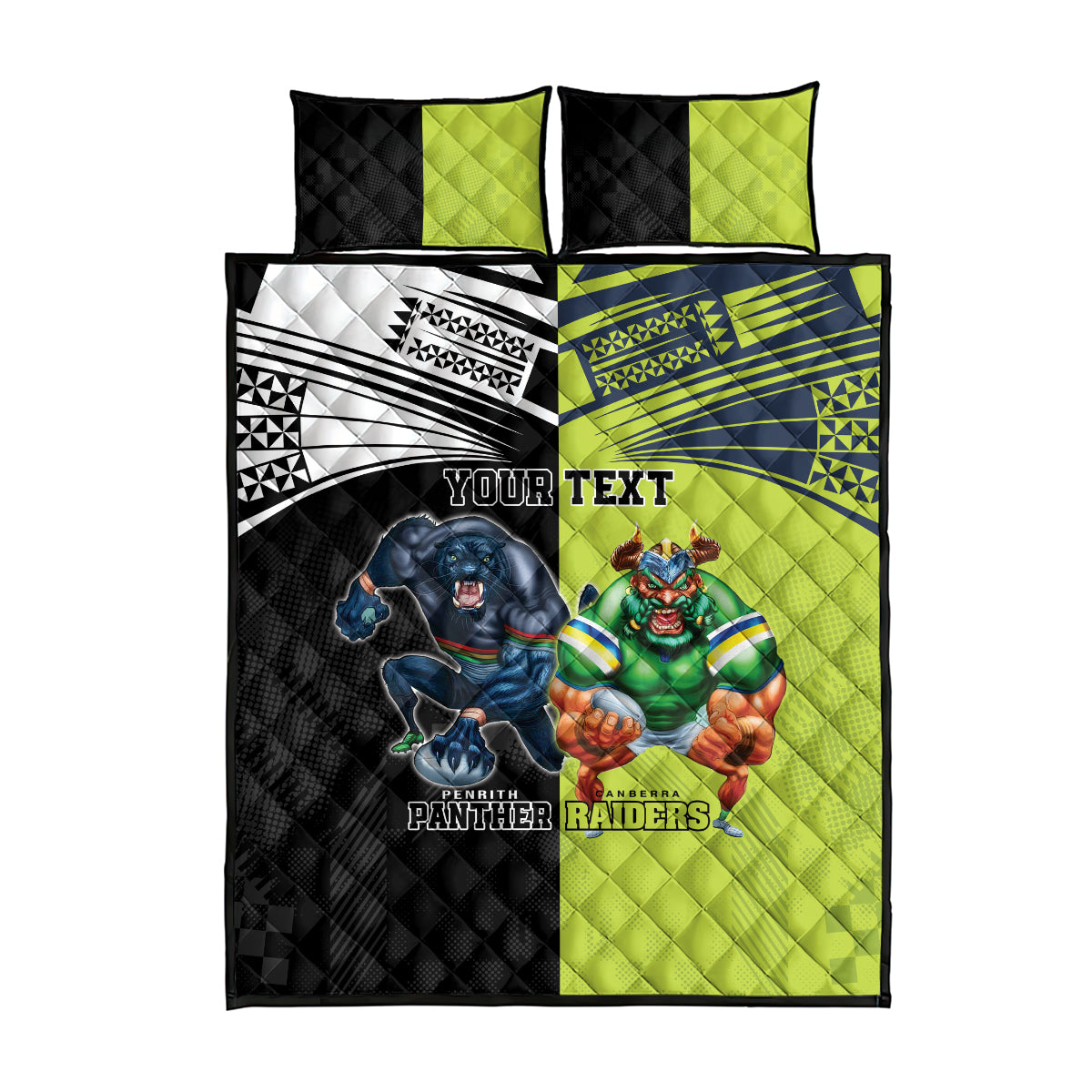 Custom Raiders and Panthers Quilt Bed Set Together Sporty Style