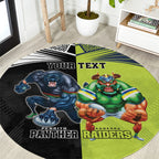 Custom Raiders and Panthers Round Carpet Together Sporty Style