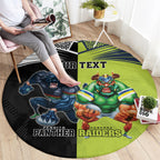 Custom Raiders and Panthers Round Carpet Together Sporty Style