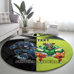 Custom Raiders and Panthers Round Carpet Together Sporty Style