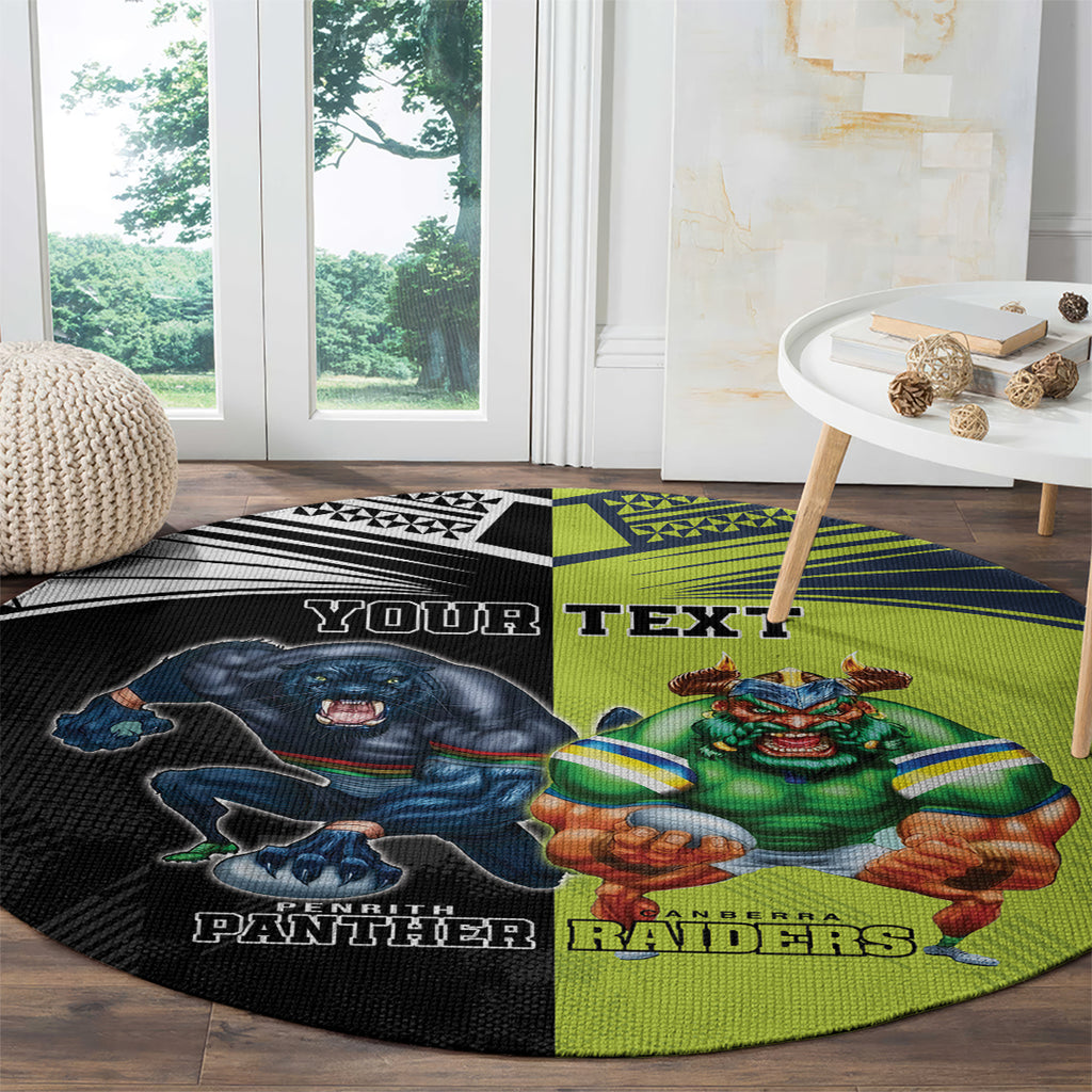 Custom Raiders and Panthers Round Carpet Together Sporty Style