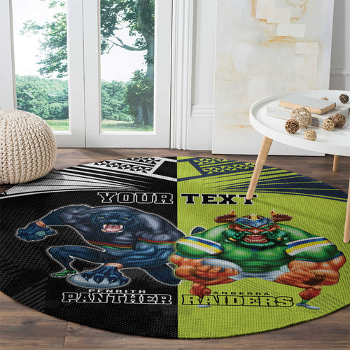 Custom Raiders and Panthers Round Carpet Together Sporty Style