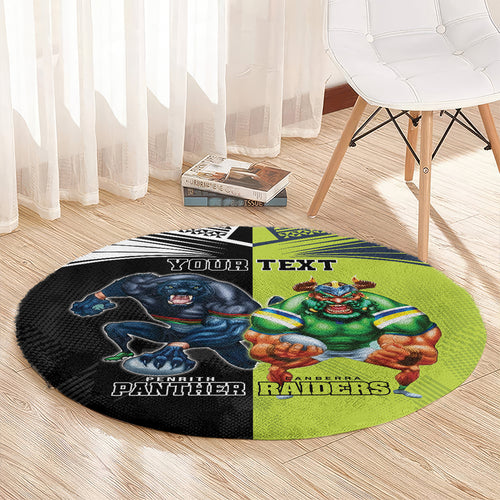 Custom Raiders and Panthers Round Carpet Together Sporty Style
