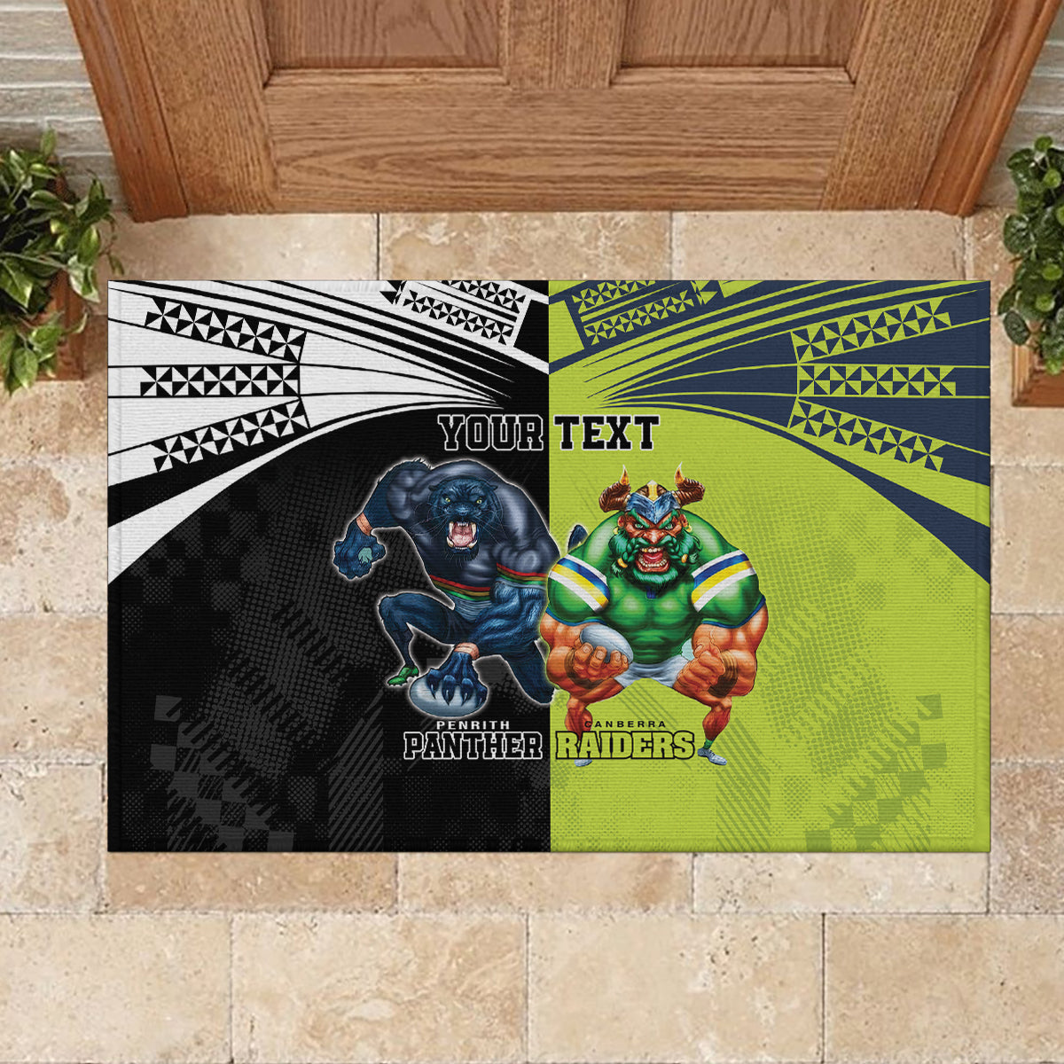 Custom Raiders and Panthers Rubber Doormat Together Sporty Style