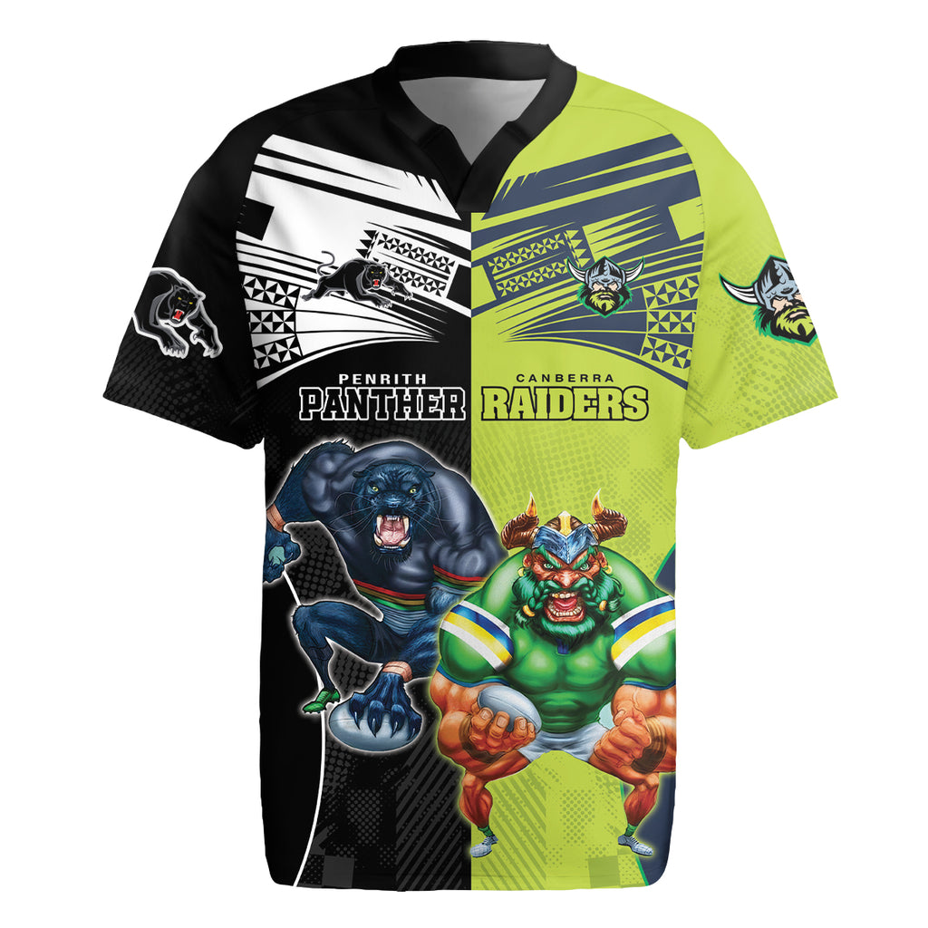 Custom Raiders and Panthers Rugby Jersey Together Sporty Style