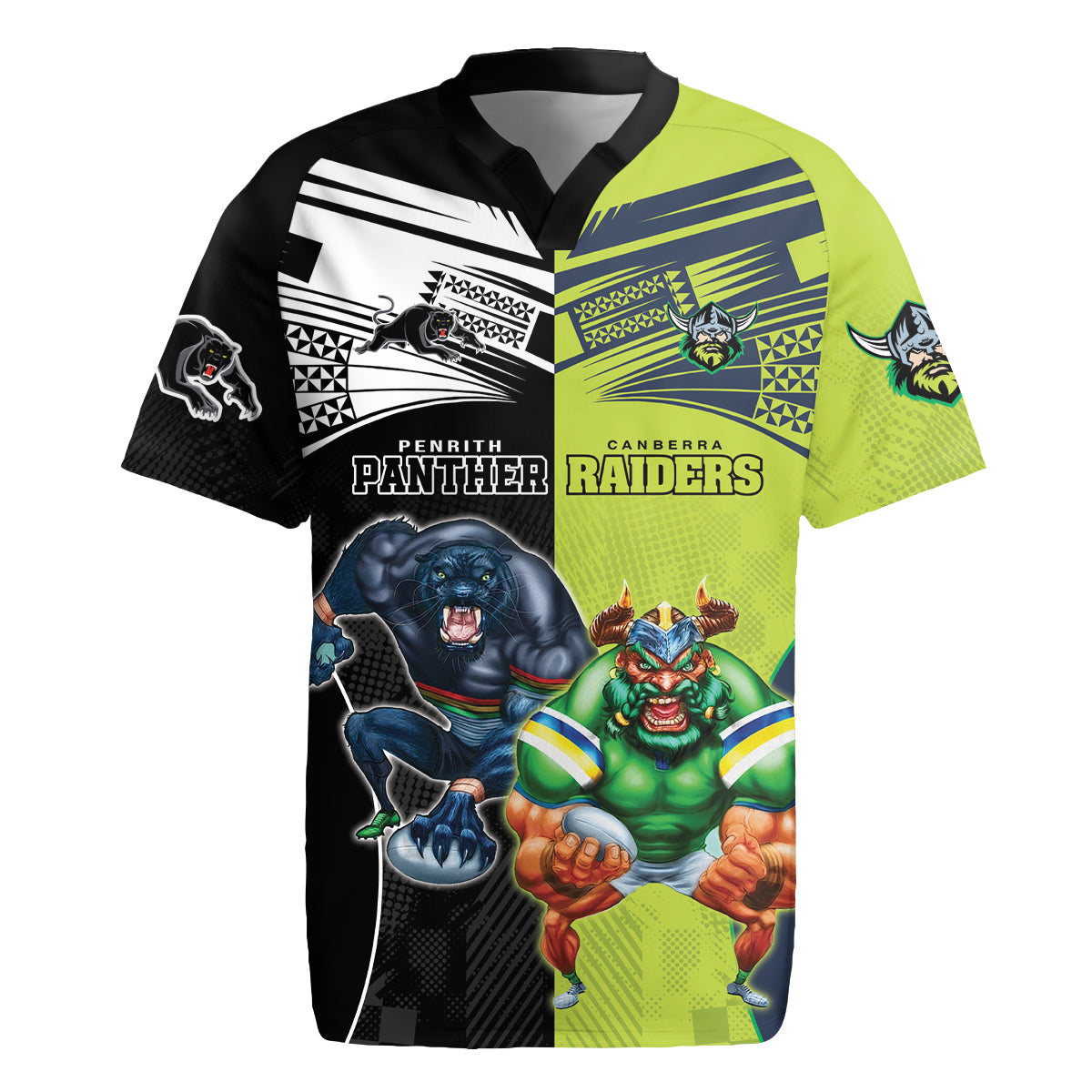 Custom Raiders and Panthers Rugby Jersey Together Sporty Style