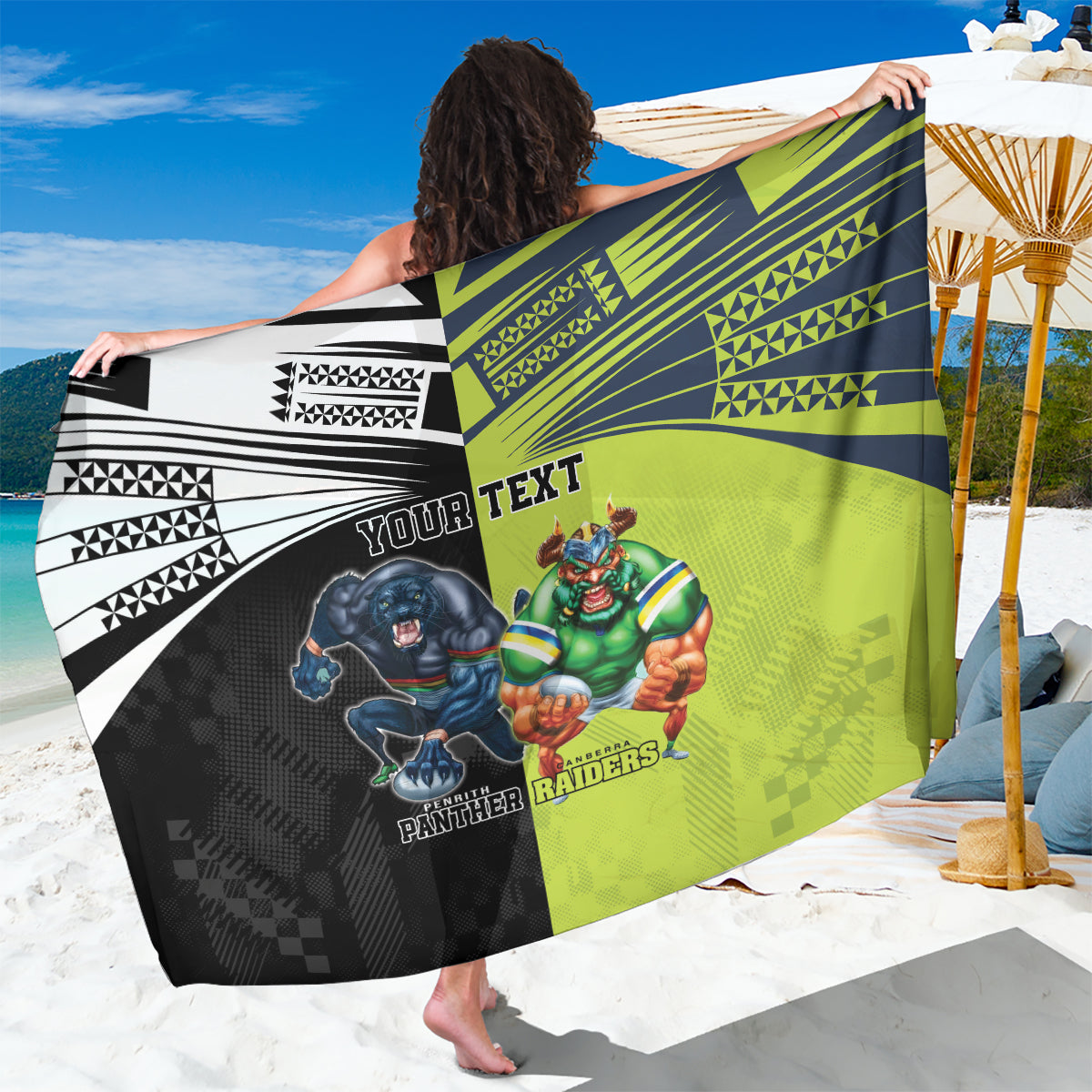 Custom Raiders and Panthers Sarong Together Sporty Style