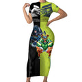 Custom Raiders and Panthers Short Sleeve Bodycon Dress Together Sporty Style