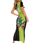 Custom Raiders and Panthers Short Sleeve Bodycon Dress Together Sporty Style