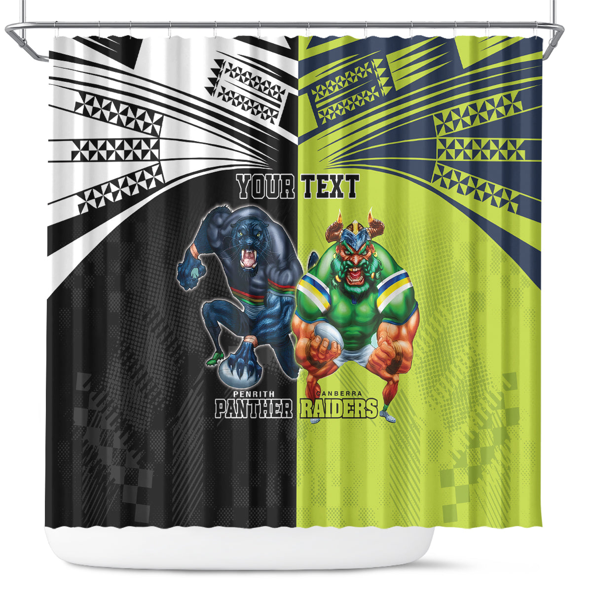 Custom Raiders and Panthers Shower Curtain Together Sporty Style