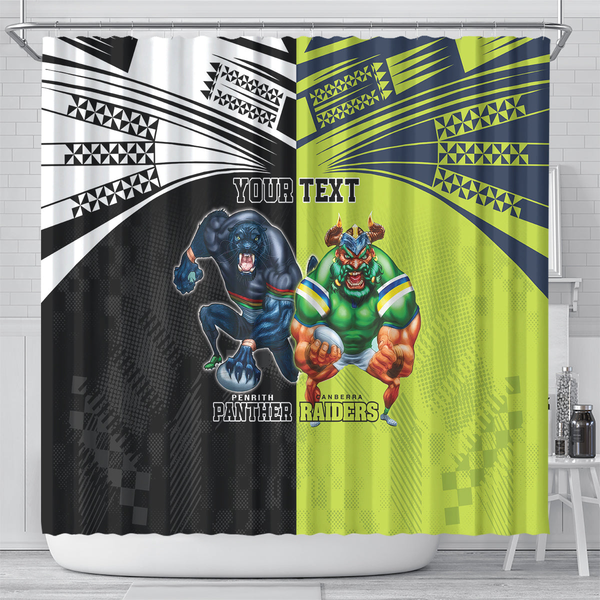 Custom Raiders and Panthers Shower Curtain Together Sporty Style