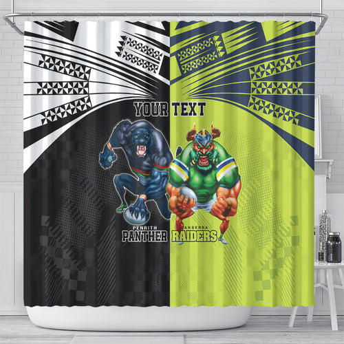 Custom Raiders and Panthers Shower Curtain Together Sporty Style