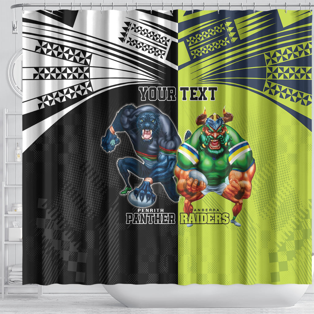 Custom Raiders and Panthers Shower Curtain Together Sporty Style