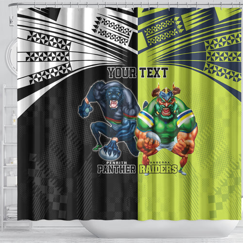 Custom Raiders and Panthers Shower Curtain Together Sporty Style