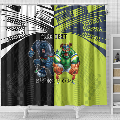 Custom Raiders and Panthers Shower Curtain Together Sporty Style