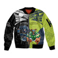 Custom Raiders and Panthers Sleeve Zip Bomber Jacket Together Sporty Style