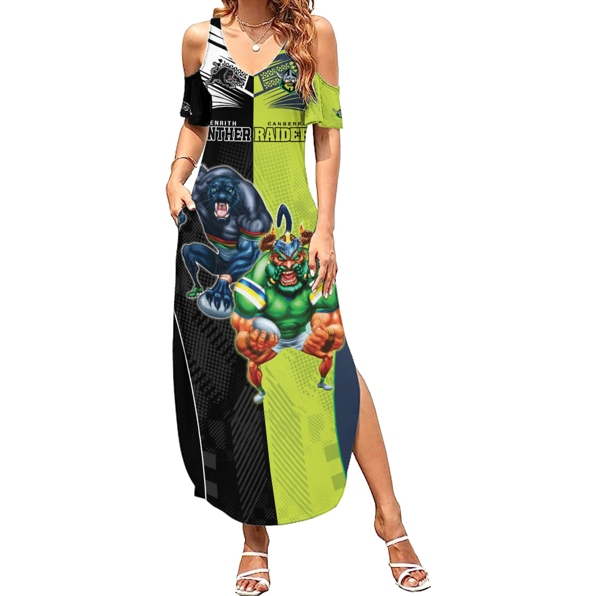 Custom Raiders and Panthers Summer Maxi Dress Together Sporty Style