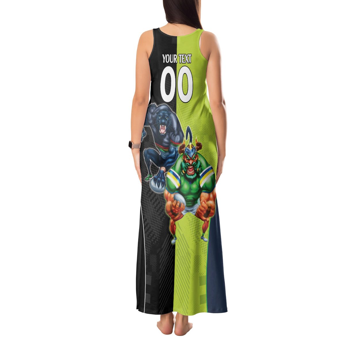 Custom Raiders and Panthers Tank Maxi Dress Together Sporty Style