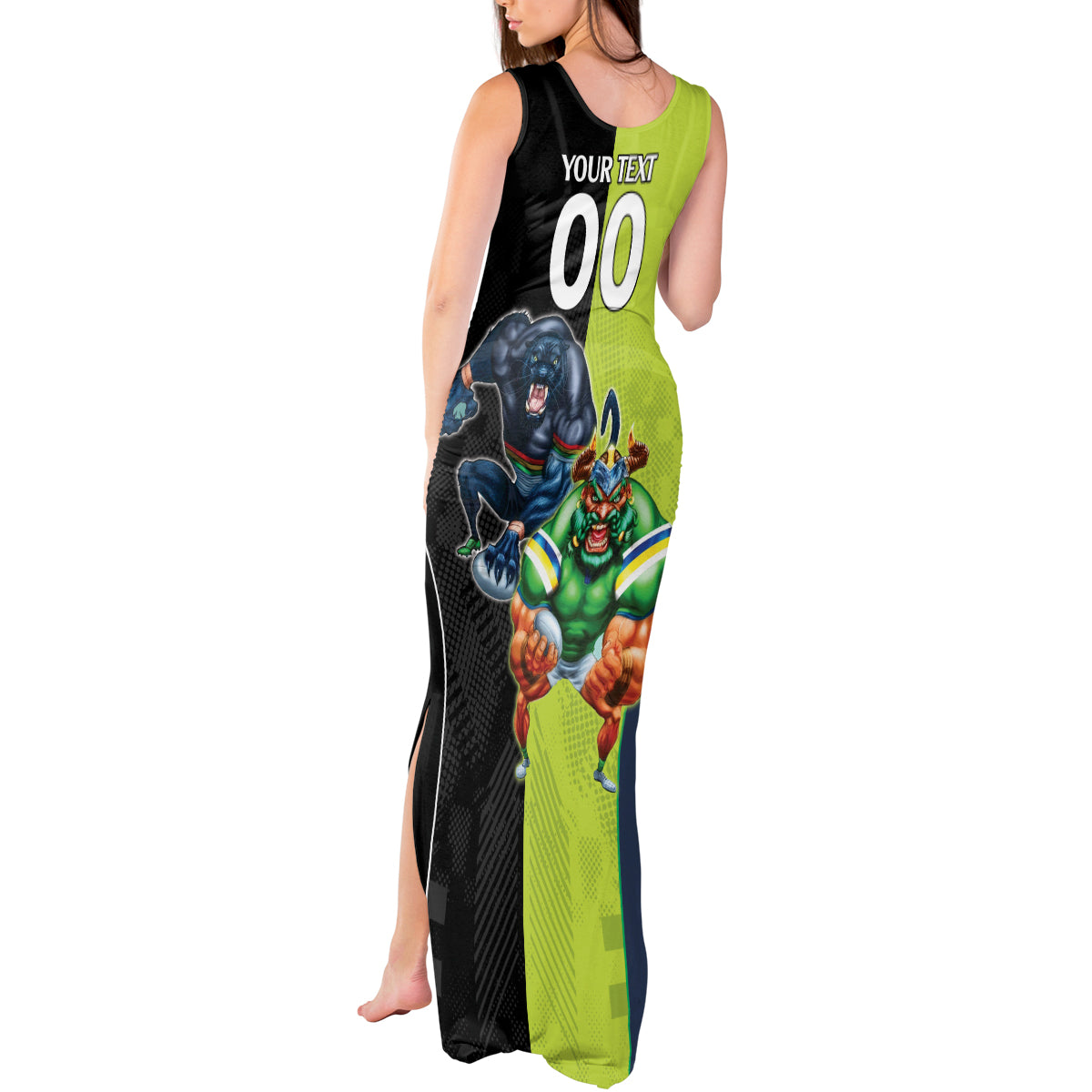 Custom Raiders and Panthers Tank Maxi Dress Together Sporty Style