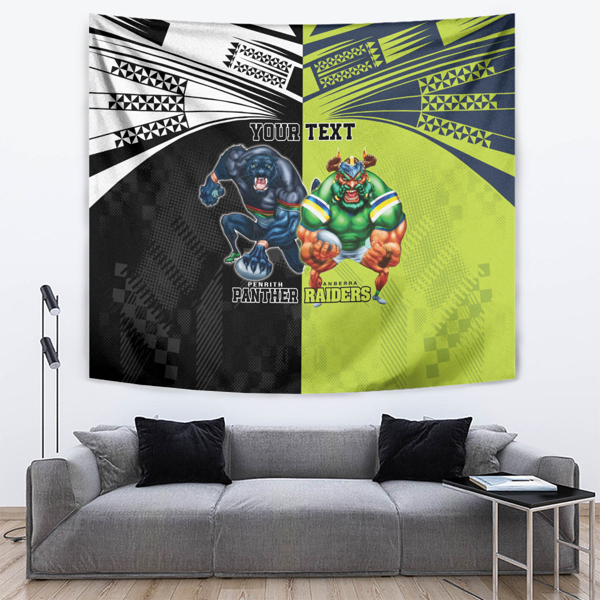Custom Raiders and Panthers Tapestry Together Sporty Style