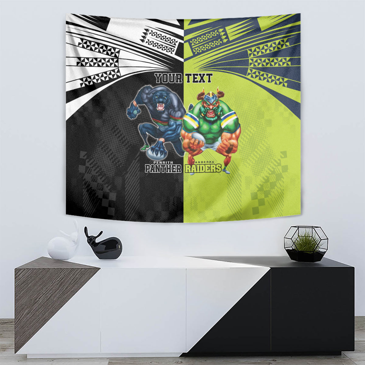 Custom Raiders and Panthers Tapestry Together Sporty Style