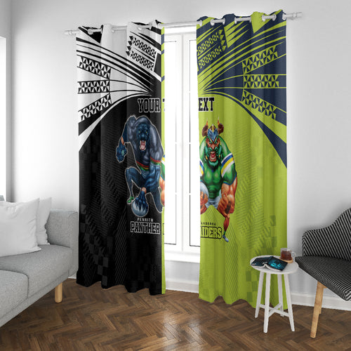 Custom Raiders and Panthers Window Curtain Together Sporty Style