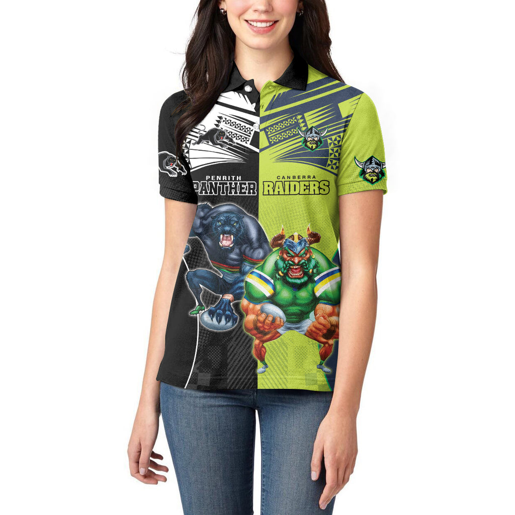 Custom Raiders and Panthers Women Polo Shirt Together Sporty Style