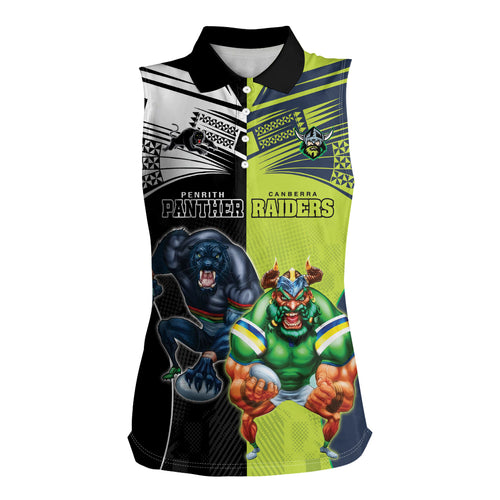 Custom Raiders and Panthers Women Sleeveless Polo Shirt Together Sporty Style