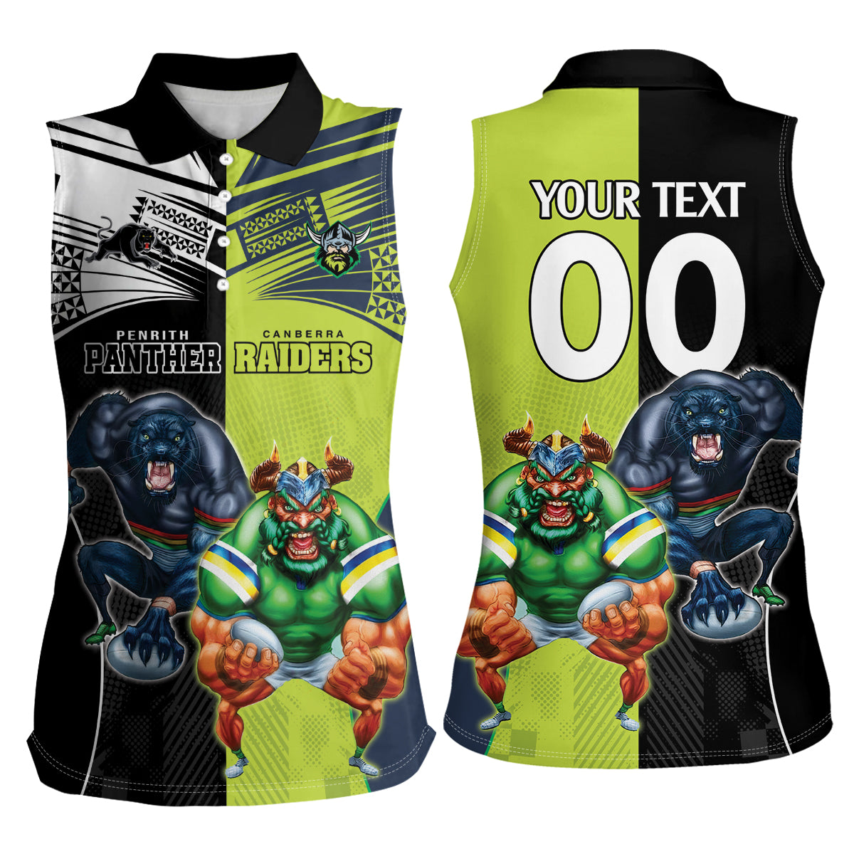 Custom Raiders and Panthers Women Sleeveless Polo Shirt Together Sporty Style