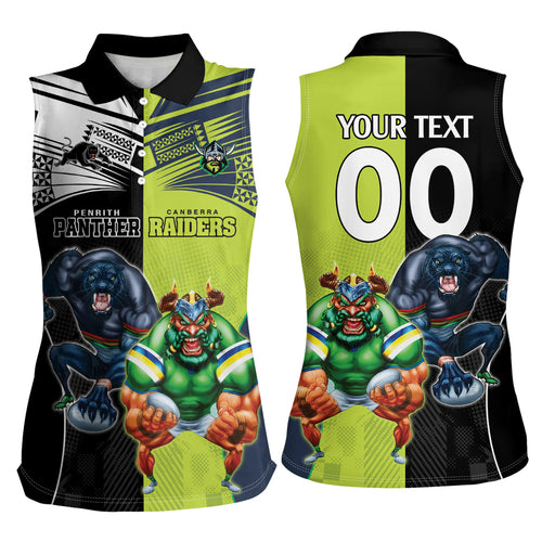 Custom Raiders and Panthers Women Sleeveless Polo Shirt Together Sporty Style