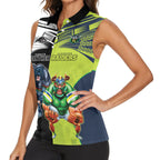Custom Raiders and Panthers Women Sleeveless Polo Shirt Together Sporty Style