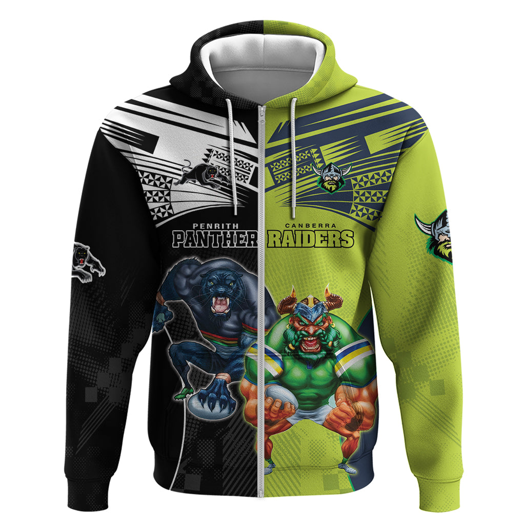 Custom Raiders and Panthers Zip Hoodie Together Sporty Style