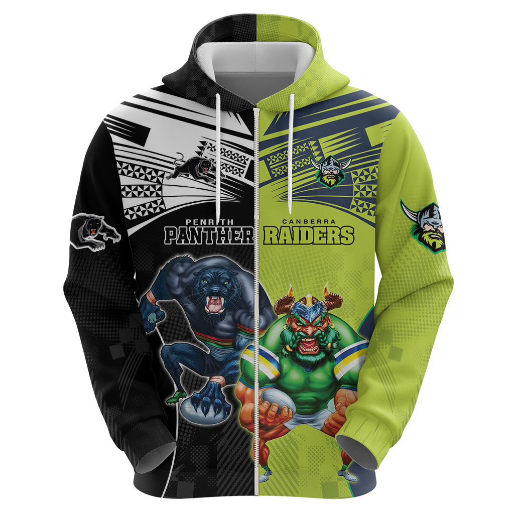 Custom Raiders and Panthers Zip Hoodie Together Sporty Style