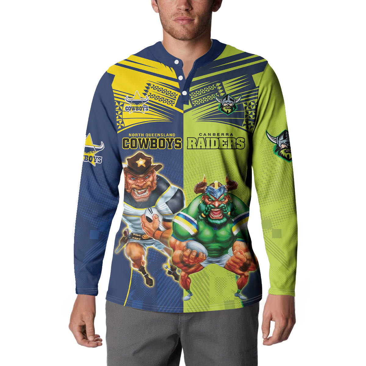 Custom Raiders and Cowboys Button Sweatshirt Together Sporty Style