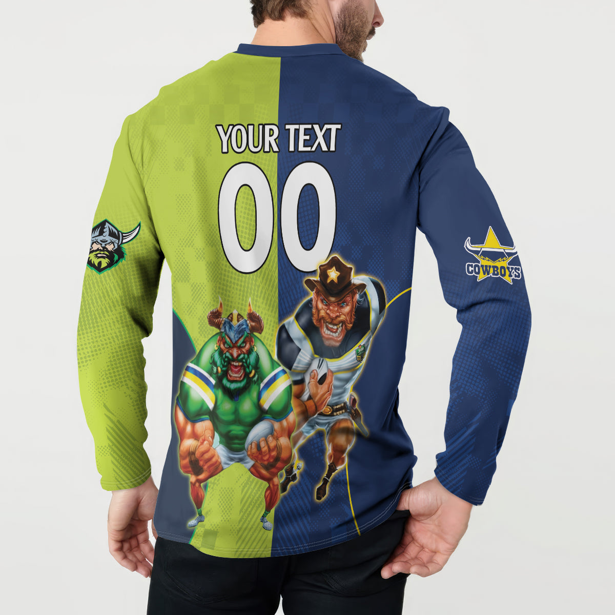 Custom Raiders and Cowboys Button Sweatshirt Together Sporty Style