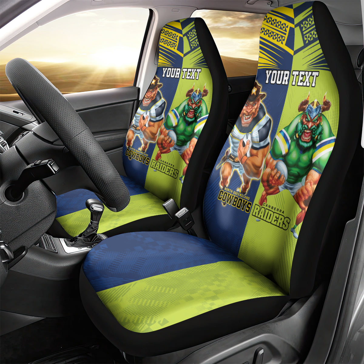 Custom Raiders and Cowboys Car Seat Cover Together Sporty Style