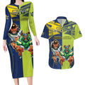 Custom Raiders and Cowboys Couples Matching Long Sleeve Bodycon Dress and Hawaiian Shirt Together Sporty Style