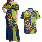 Custom Raiders and Cowboys Couples Matching Off Shoulder Maxi Dress and Hawaiian Shirt Together Sporty Style