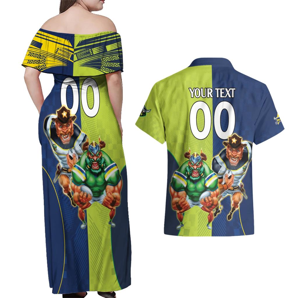Custom Raiders and Cowboys Couples Matching Off Shoulder Maxi Dress and Hawaiian Shirt Together Sporty Style